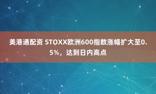 美港通配资 STOXX欧洲600指数涨幅扩大至0.5%，达到日内高点